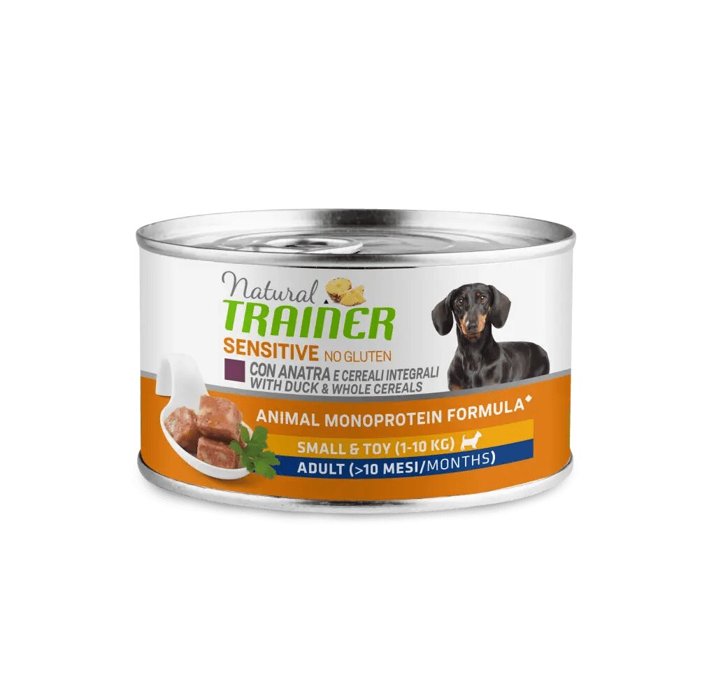 Natural Trainer Sensitive No Gluten Small & Toy Adult con Anatra e Cereali Integrali 150g-1