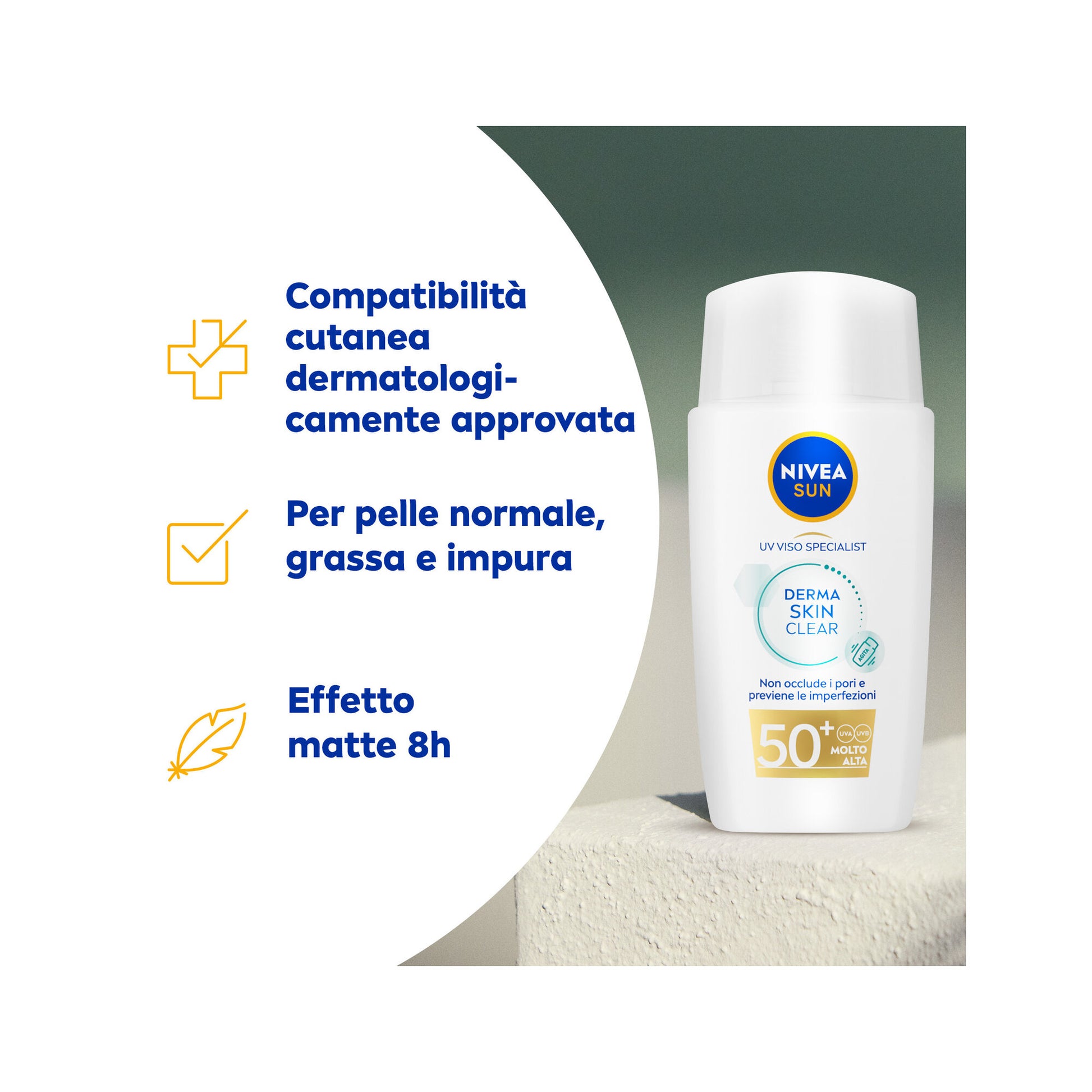 Nivea Sun Uv Viso Derma Skin Clear Fp50+ 40ml Crema Solare Viso Anti-imperfezioni Con Niacinamide-4