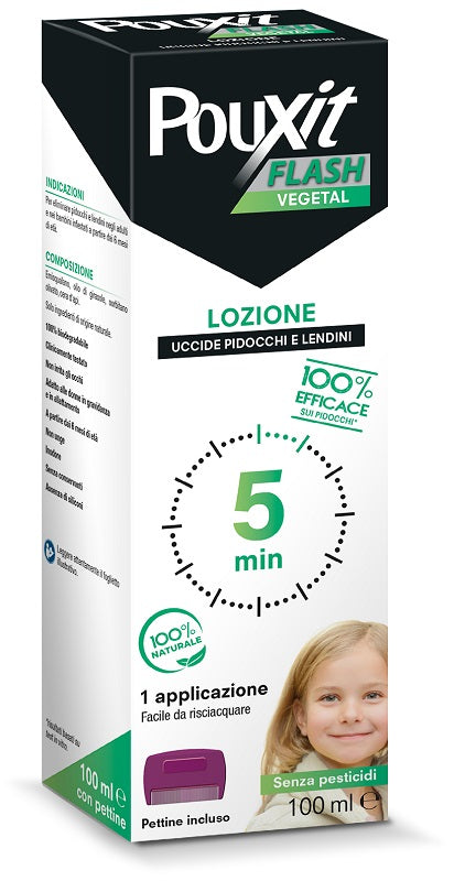 Pouxit Flash Vegetal Lozione Pidocchi e Lendini 100 ml con Pettine-0