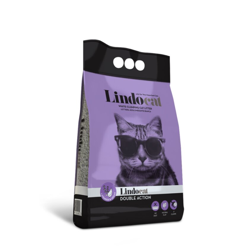 Lindocat Double Action Lettiera Per Gatti Agglomerante Bianca Profumo di Lavanda 5L-1