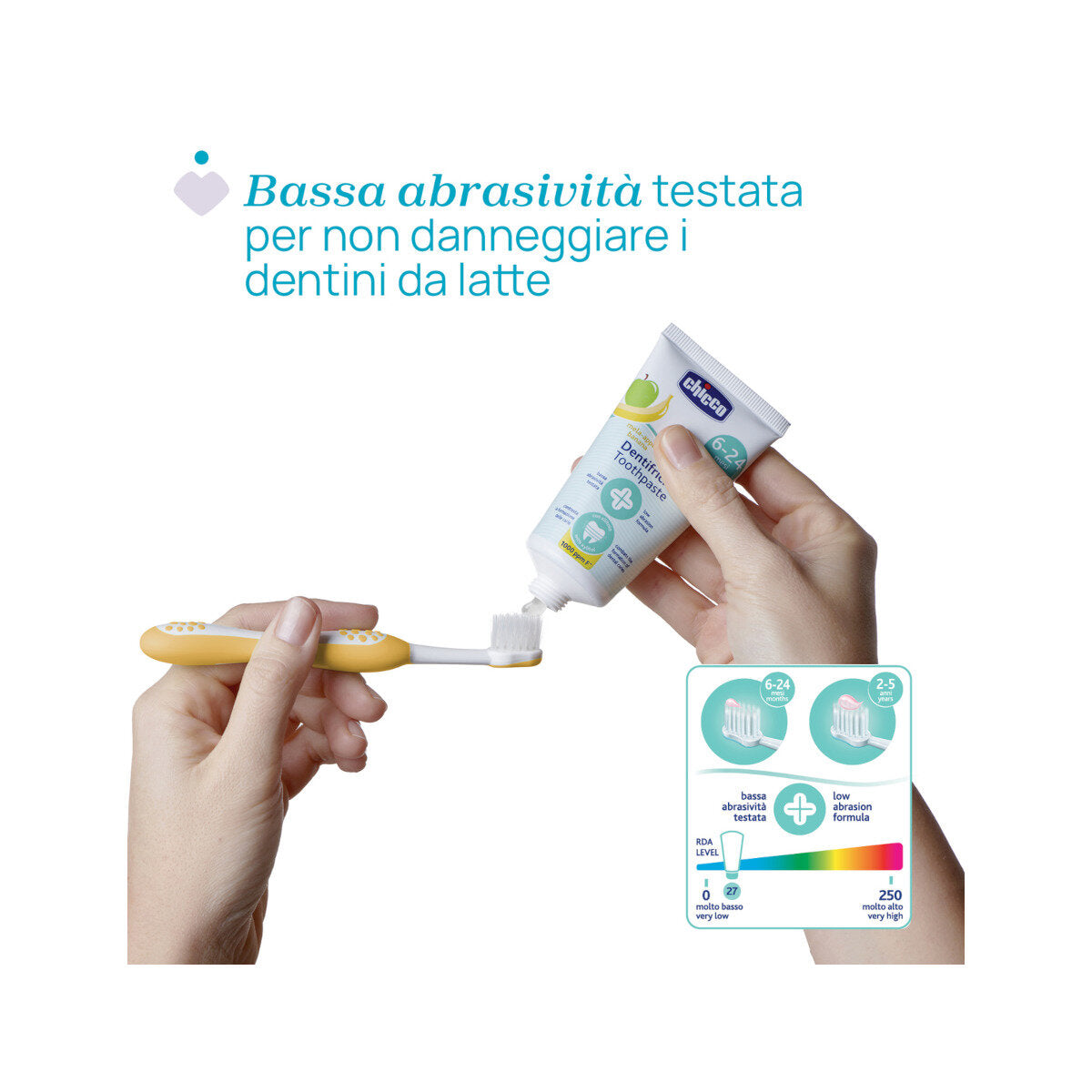 Chicco Dentifricio 6-24 Mesi Gusto Mela-Banana Con Fluoro 50ml-3