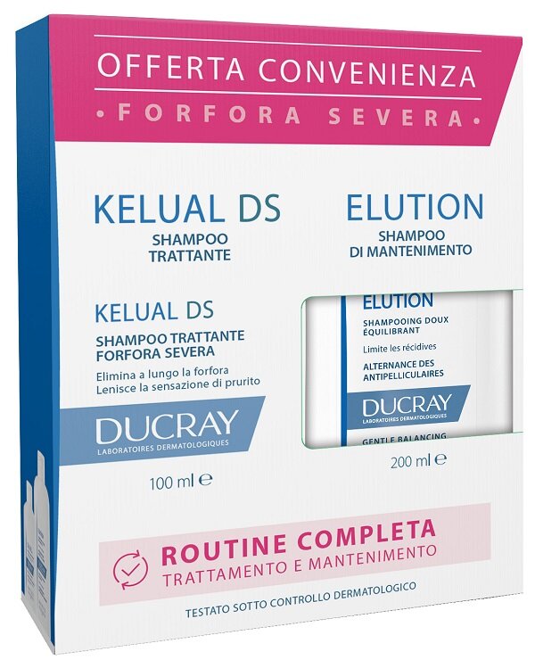 Ducray Cofanetto Routine Kelual DS Shampoo Trattante 100ml + Elution Shampoo Equilibrante Delicato 200ml-1