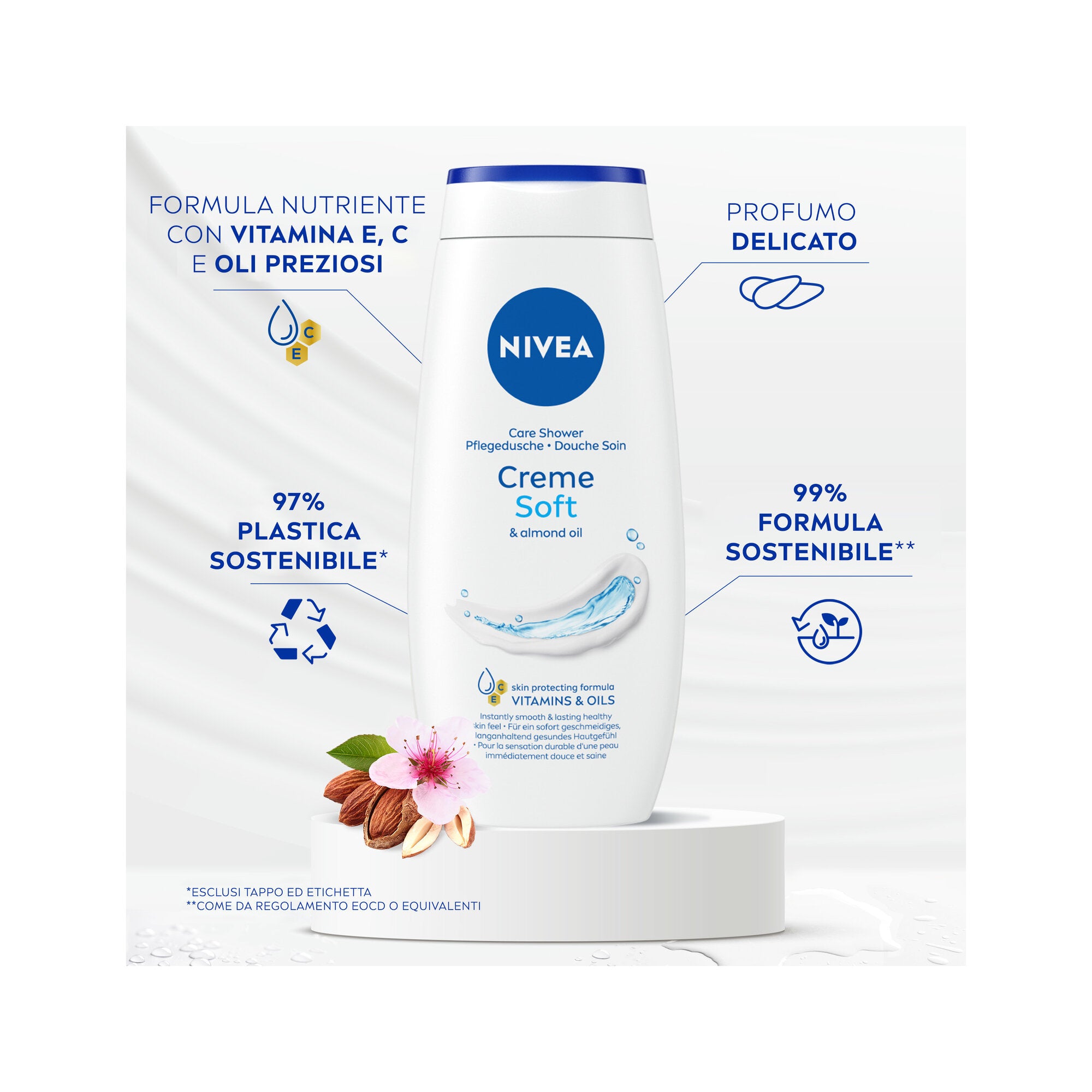 Nivea Bagnodoccia Creme Soft Bagnoschiuma Cremoso Con Olio Di Mandorla Delicato E Idratante 650ml-4
