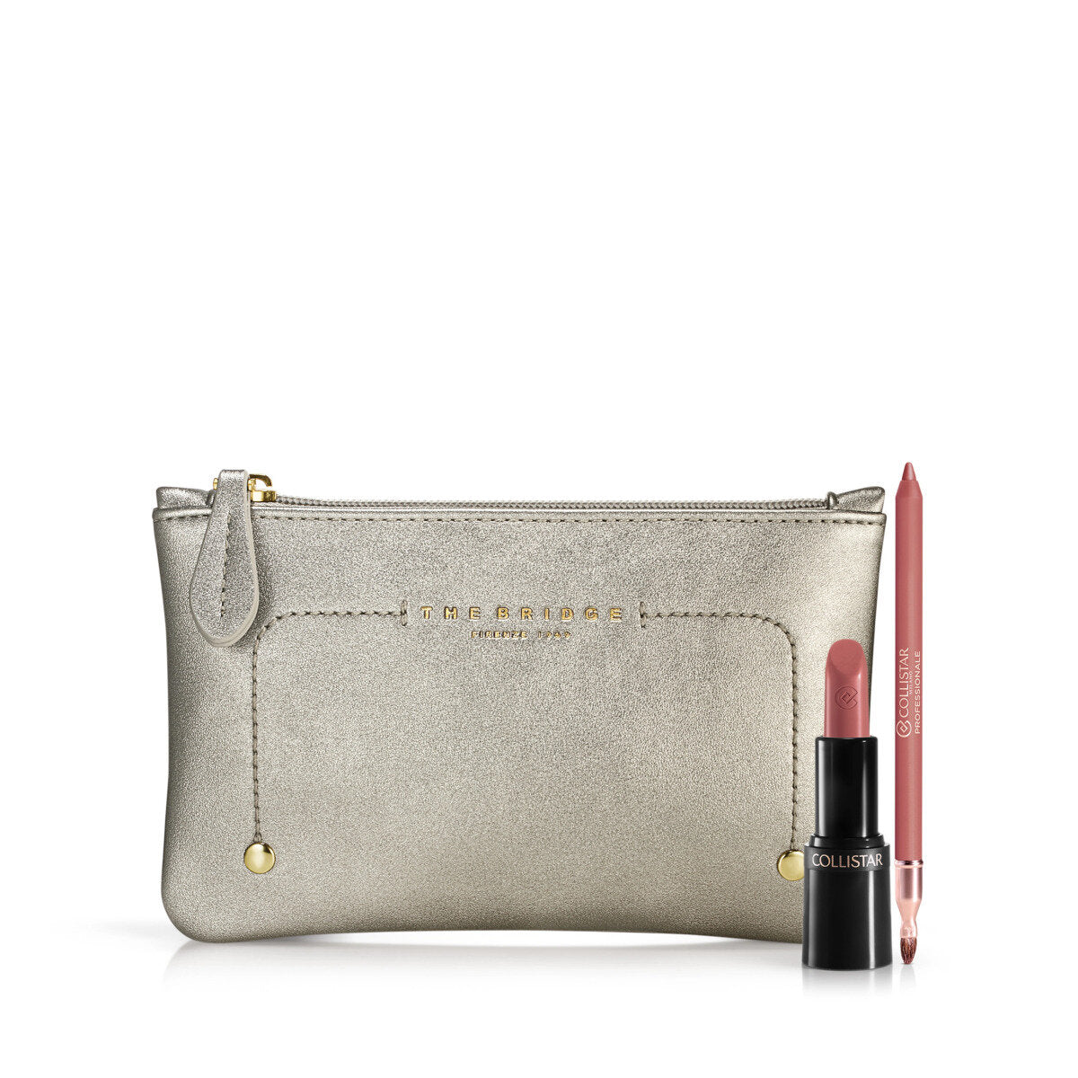 Collistar Cofanetto Puro Rossetto 101 Blooming Almond + Professionale Matita Labbra 08 Rosa Cameo + Beauty-Bag THE BRIDGE-1