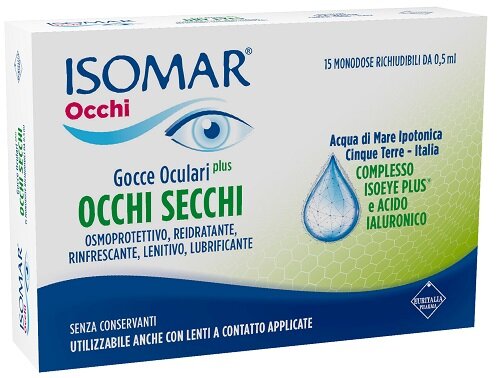 Isomar Occhi Secchi Plus Gocce Oculari Acido Ialuronico 0,20% 15 Flaconcini-1