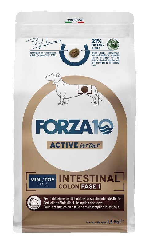 Forza10 Active Vet Diet Intestinal Colon Fase 1 Crocchette Pesce Per Cani Adulti 1,5kg-1