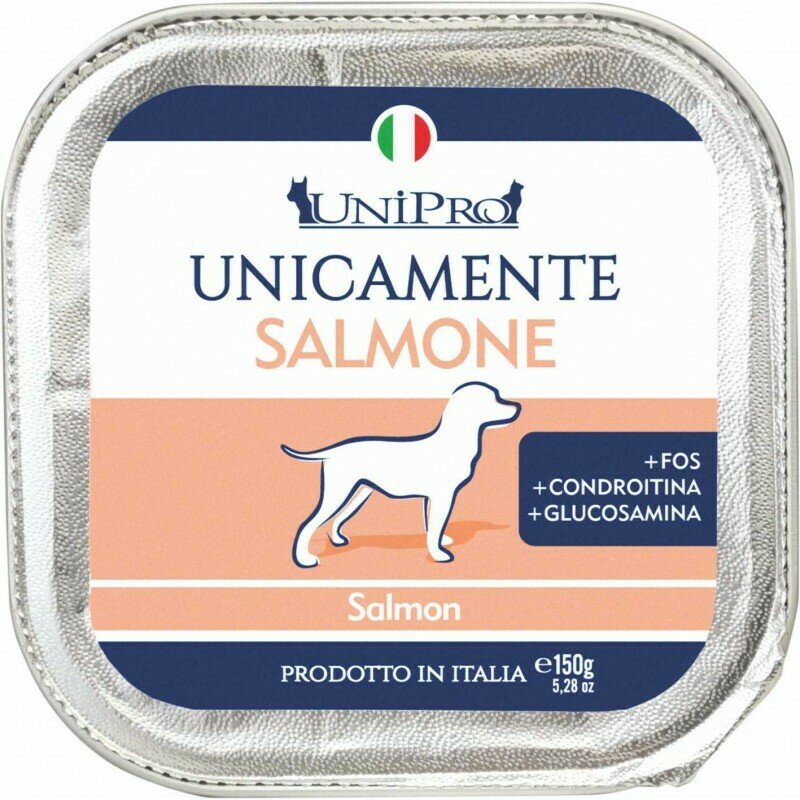 Unipro Unicamente Salmone Cibo Umido Cani Adulti Vaschetta 150g-1