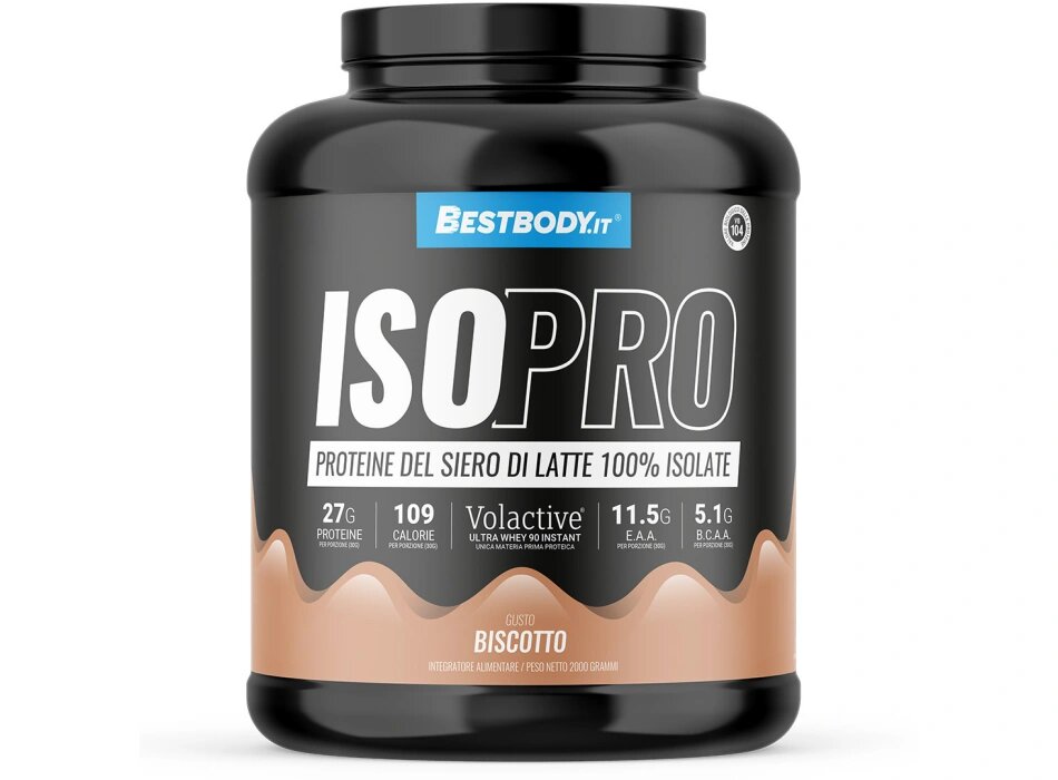 BestBody IsoPro Volactive® Proteine del Latte 100% Isolate Gusto Biscotto 2Kg-1
