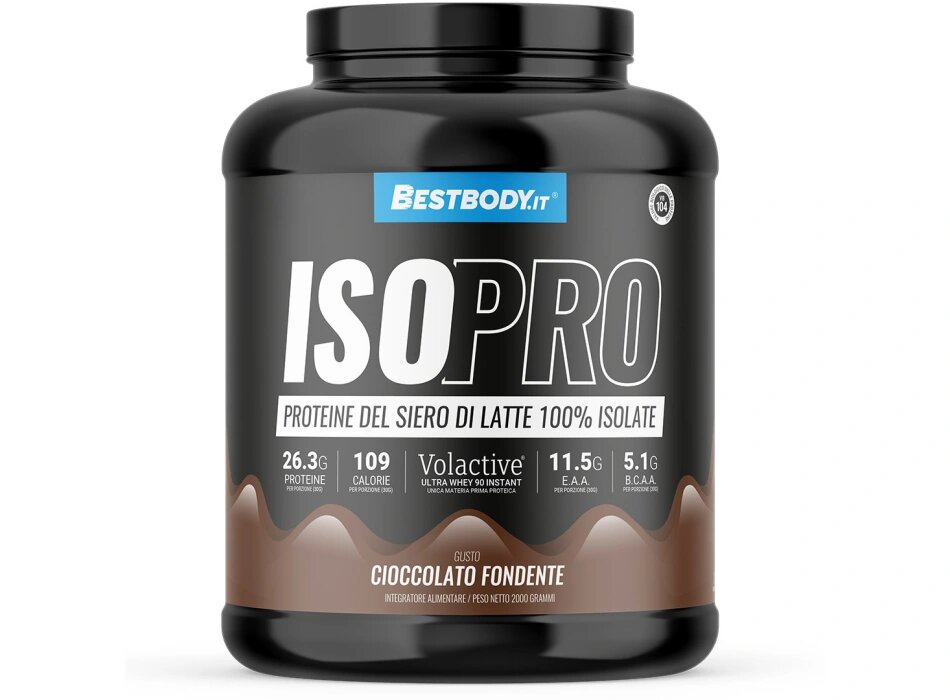 BestBody IsoPro Volactive® Proteine del Latte 100% Isolate Gusto Cioccolato Fondente 2Kg-1