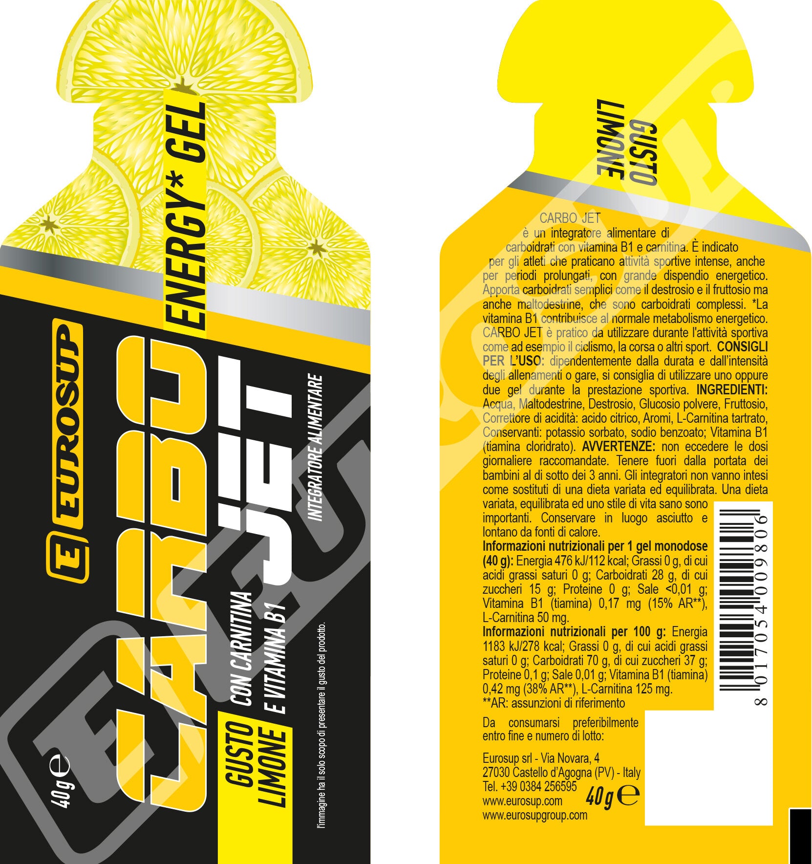 Eurosup Carbo Jet Energy Gel Gusto Limone 40g-1