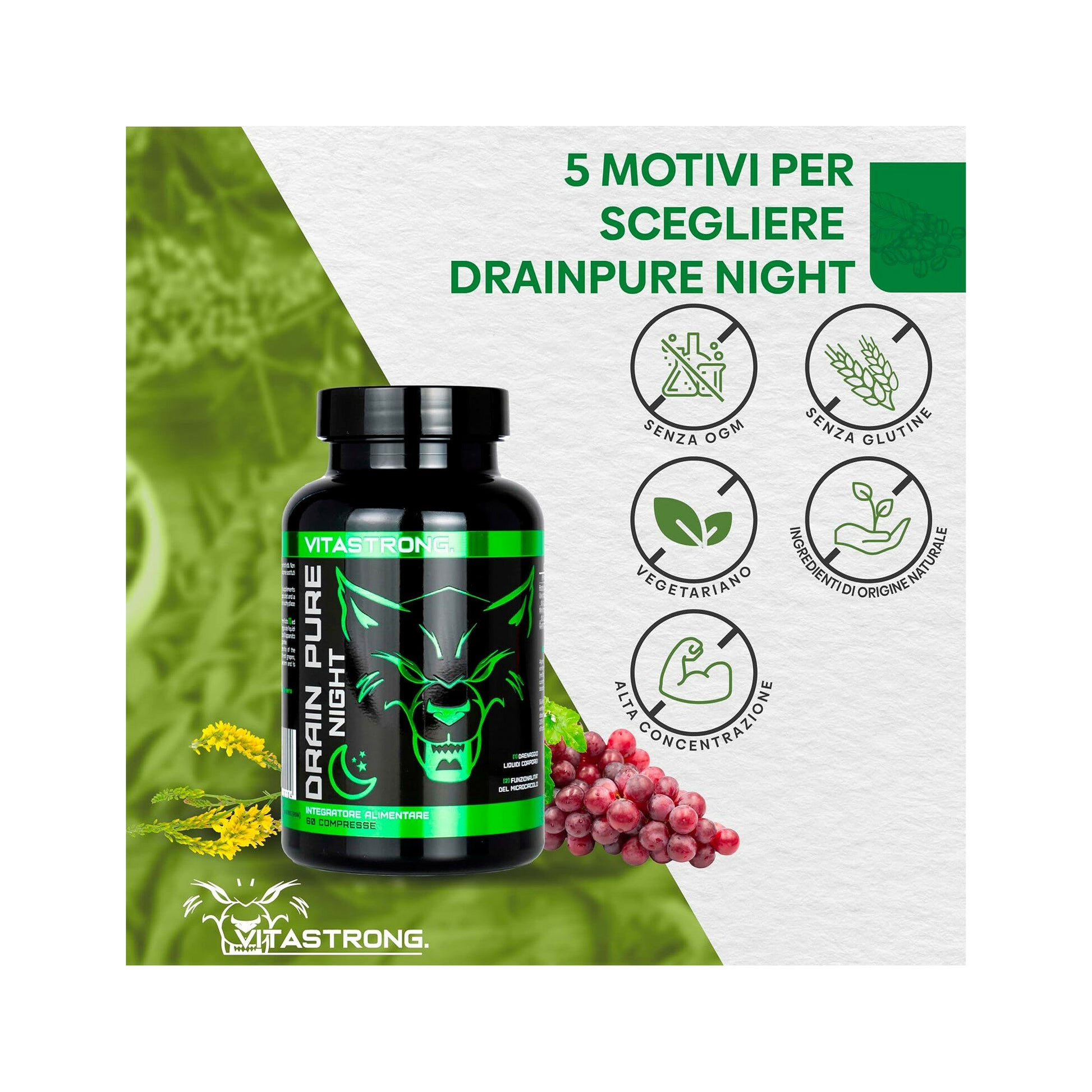 Vitastrong Drain Pure Night 60 Compresse-3