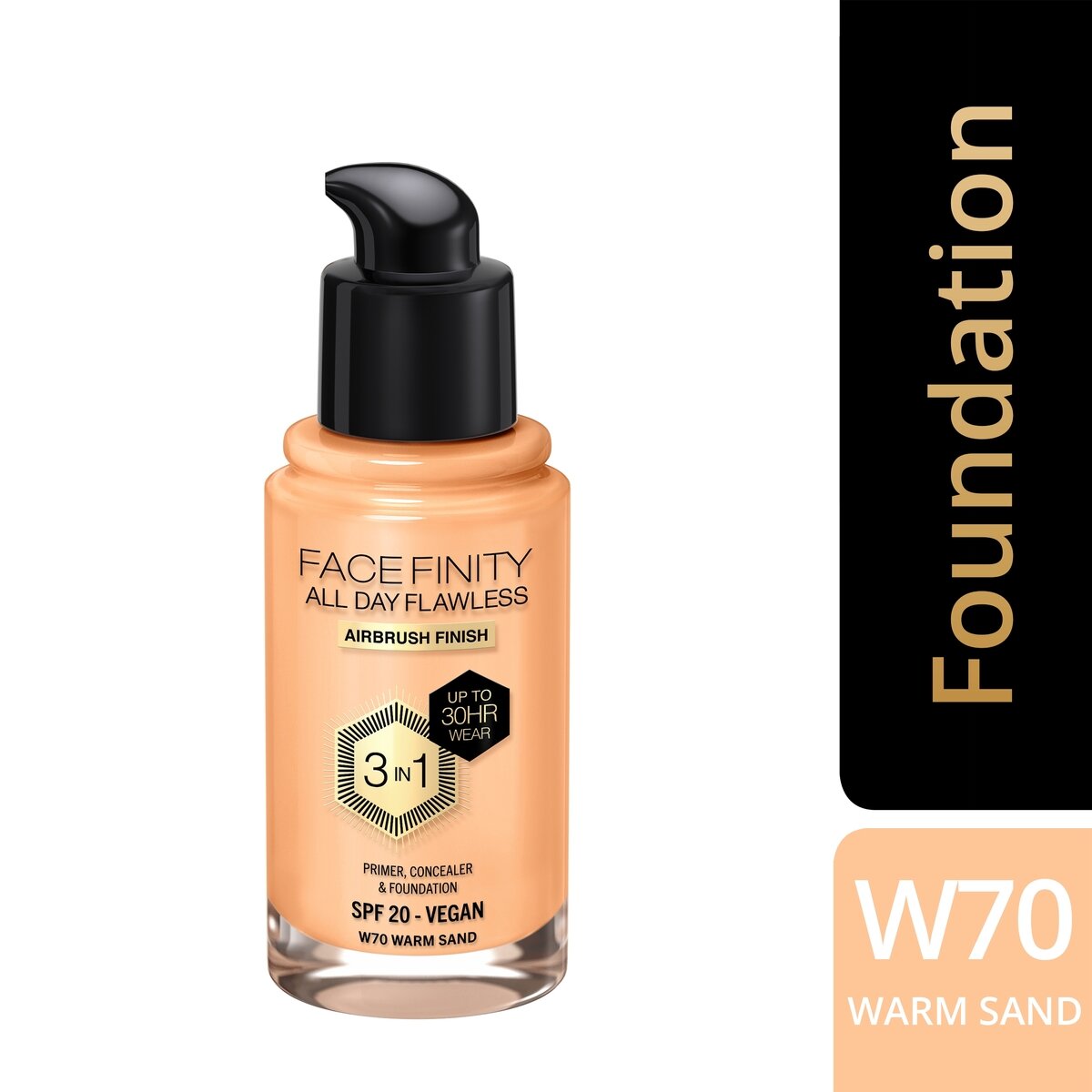 Max Factor Fondotinta Facefinity All Day Flawless 3In1 W70 Warm Sand 30ml-4
