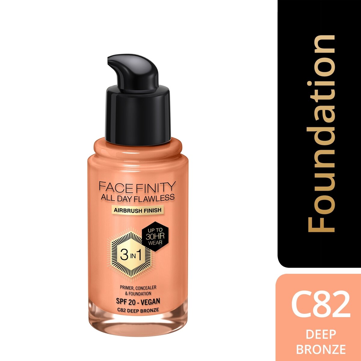 Max Factor Fondotinta Facefinity All Day Flawless 3In1 C82 Deep Bronze 30ml-4