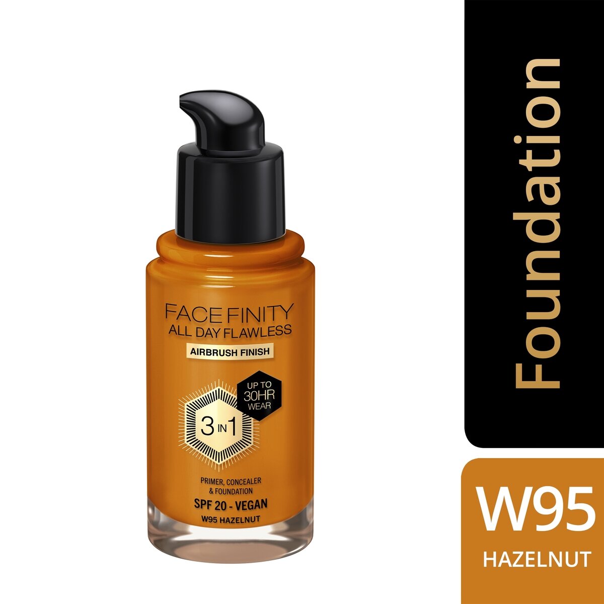 Max Factor Fondotinta Facefinity All Day Flawless 3In1 W95 Hazelnut 30ml-4