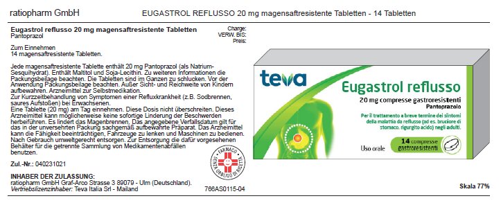 Eugastrol Reflusso 20mg Pantoprazolo 14 compresse gastroresistenti-3