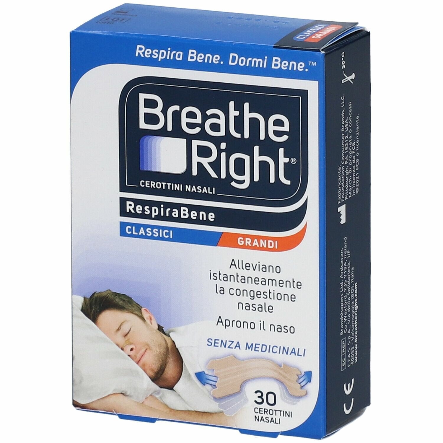 Breathe Right Classic cerottini nasali senza medicinali misura grande 30 pezzi-1
