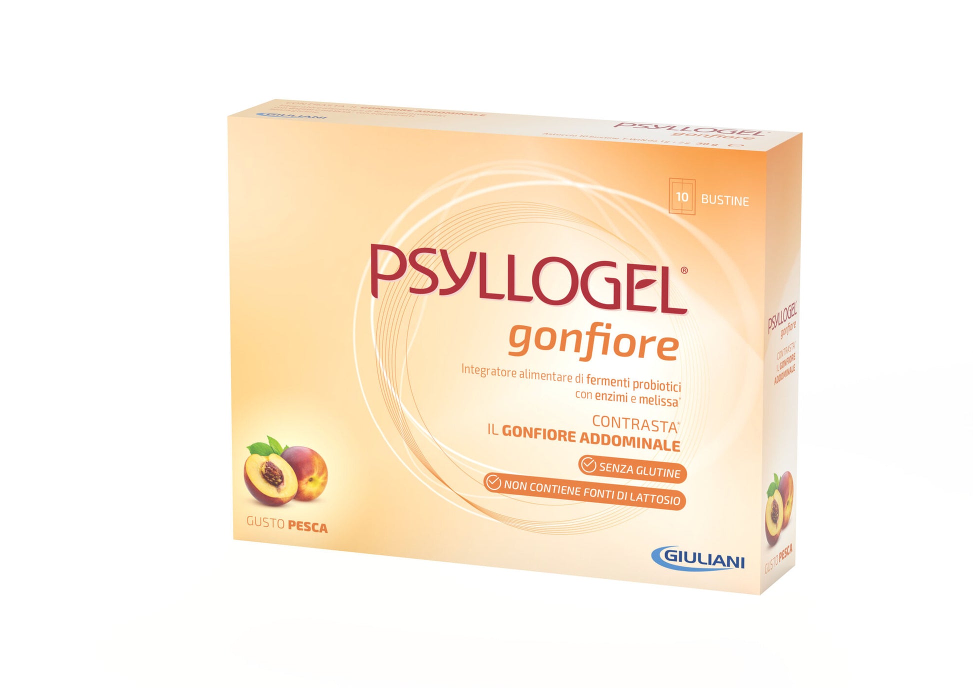 Psyllogel Gonfiore utile per contrastare il gonfiore addominale 10 buste intelligenti gusto pesca-2