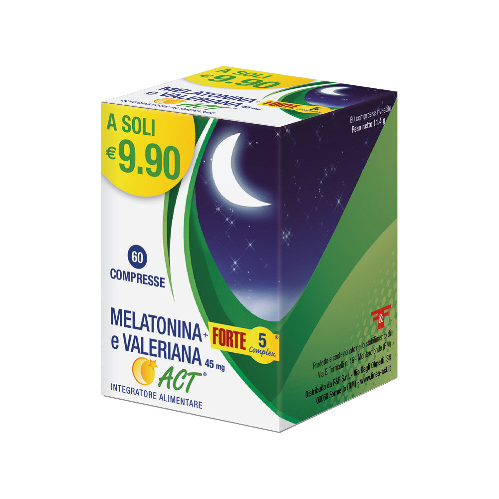 Melatonina+ Forte 5 Complex e Valeriana 45mg Act flacone da 60 compresse rivestite da 190 mg-2
