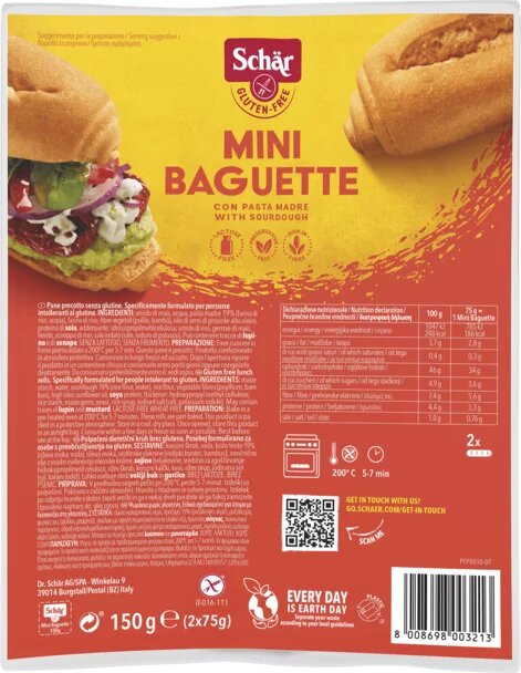 Schar Mini Baguette - Duo pane precotto senza glutine 2x75g-1