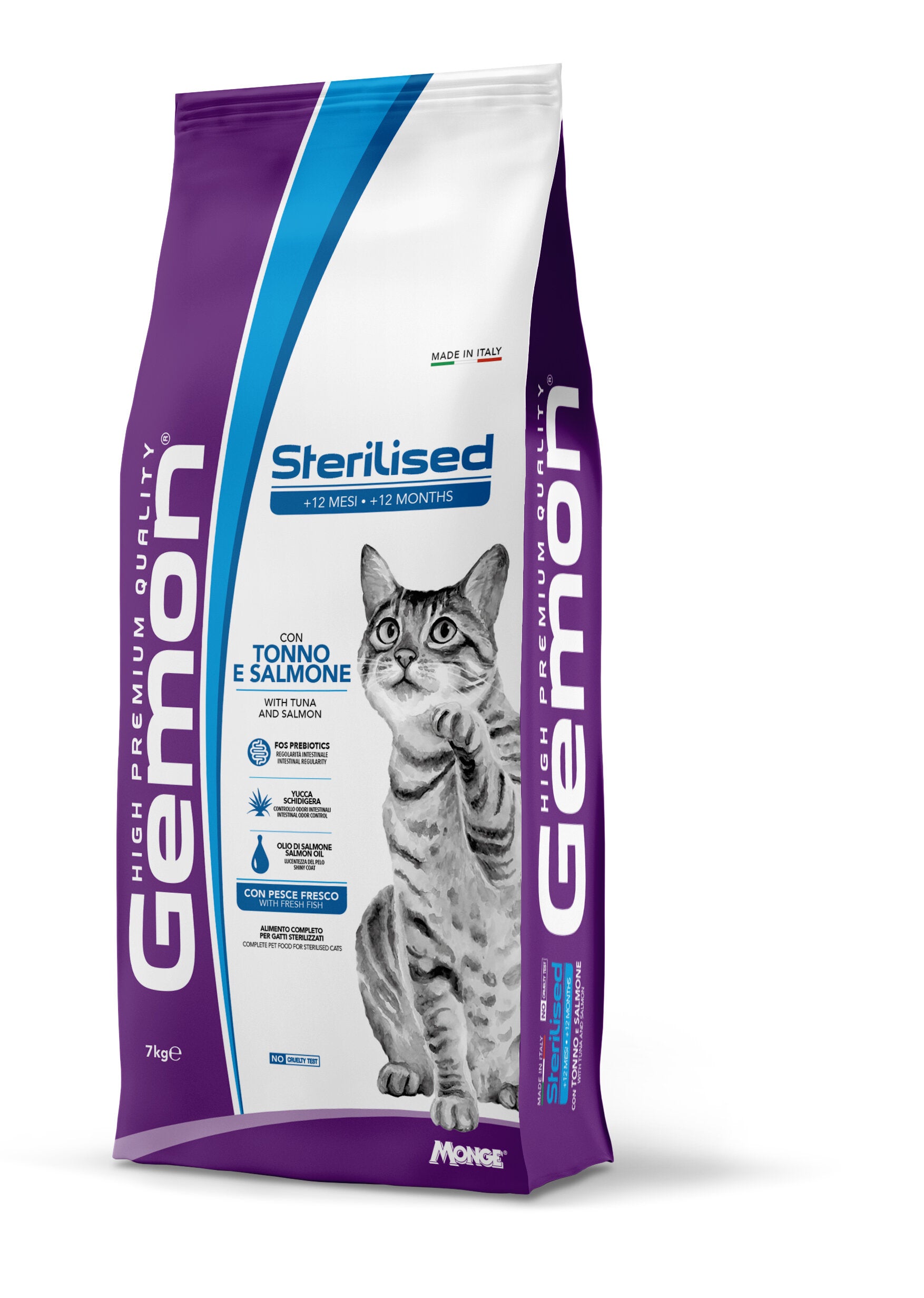 Gemon Sterilised Cat Tonno e Salmone Cibo Secco Per Gatti Adulti Sterilizzati Sacco 7Kg-3