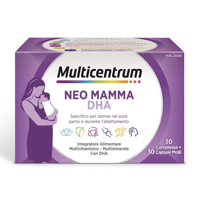 Multicentrum Neo Mamma DHA Integratore Multivitaminico Vitamina B C D3 Acido Folico 30 Cpr+30 Cpr-1