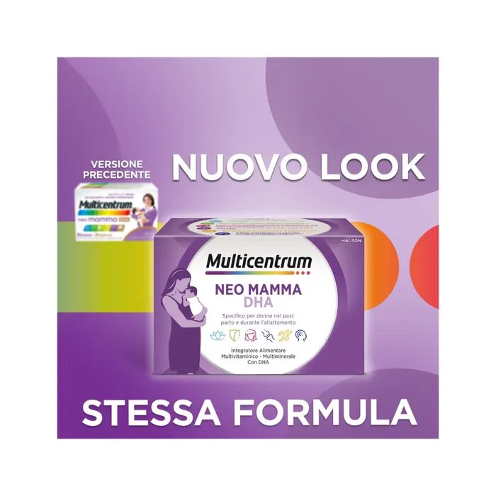 Multicentrum Neo Mamma DHA Integratore Multivitaminico Vitamina B C D3 Acido Folico 30 Cpr+30 Cpr-2