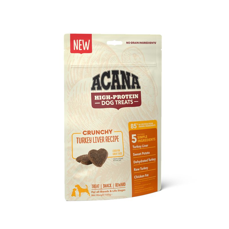 Acana Cane High Protein Dog Treats Crunchy Ricetta Fegato di Tacchino Busta 100g-1