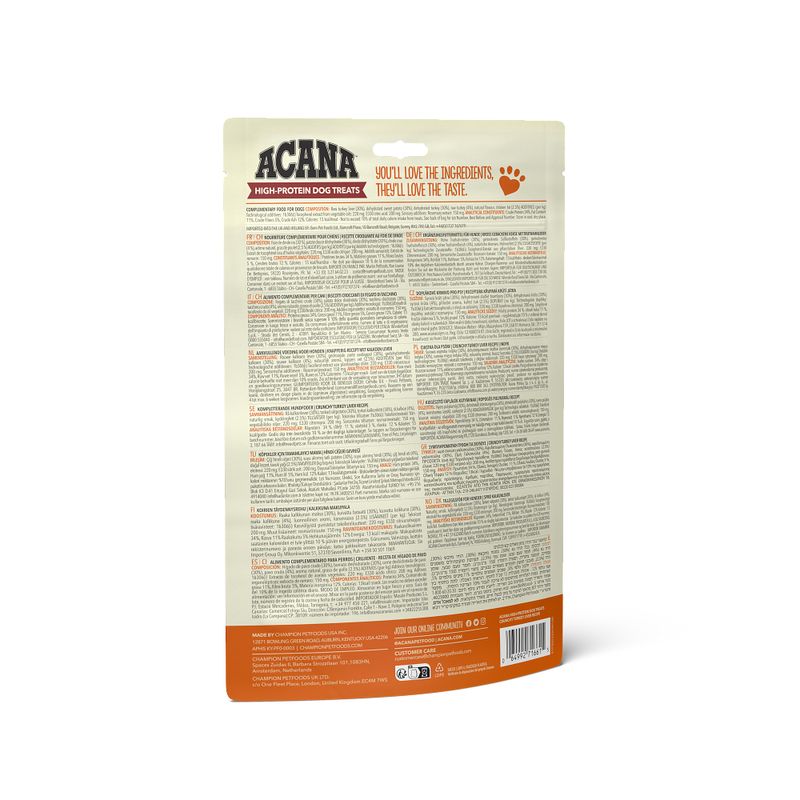 Acana Cane High Protein Dog Treats Crunchy Ricetta Fegato di Tacchino Busta 100g-2