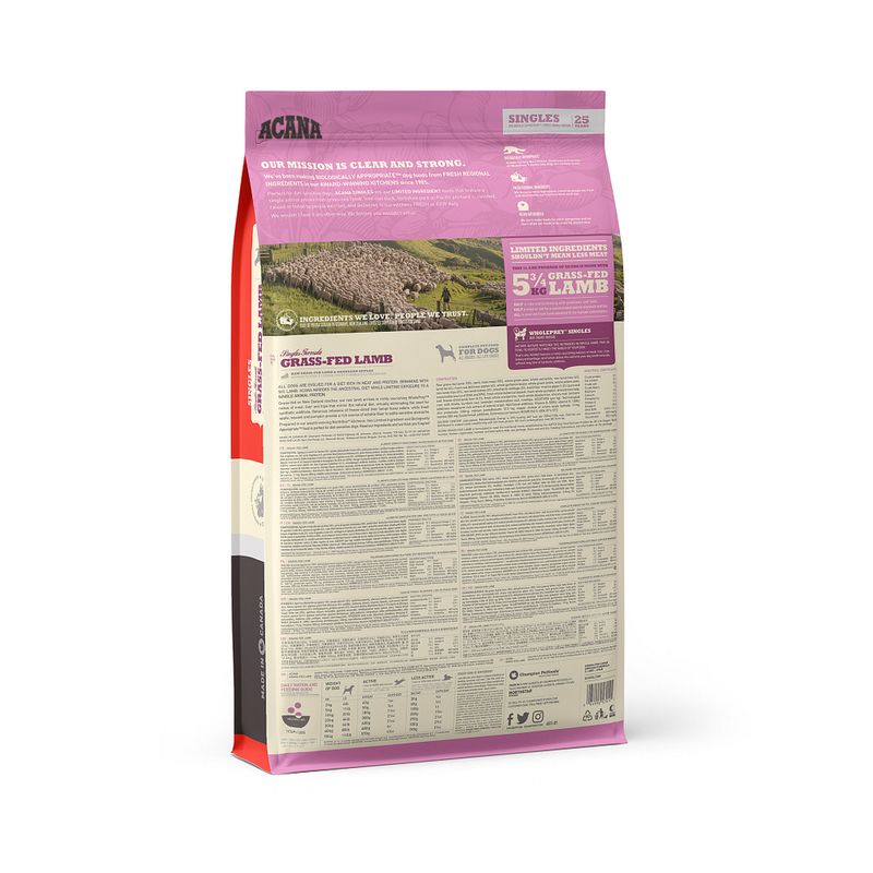 Acana Cane Grass-Fed Lamb Singles Crocchette Agnello e Mele Sacco 11,4Kg-2