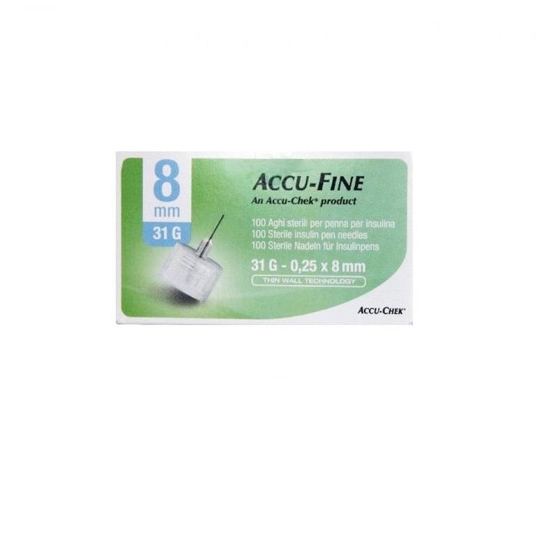 Accu-Fine aghi sterili per penna insulina G31 8mm 100 pezzi-1