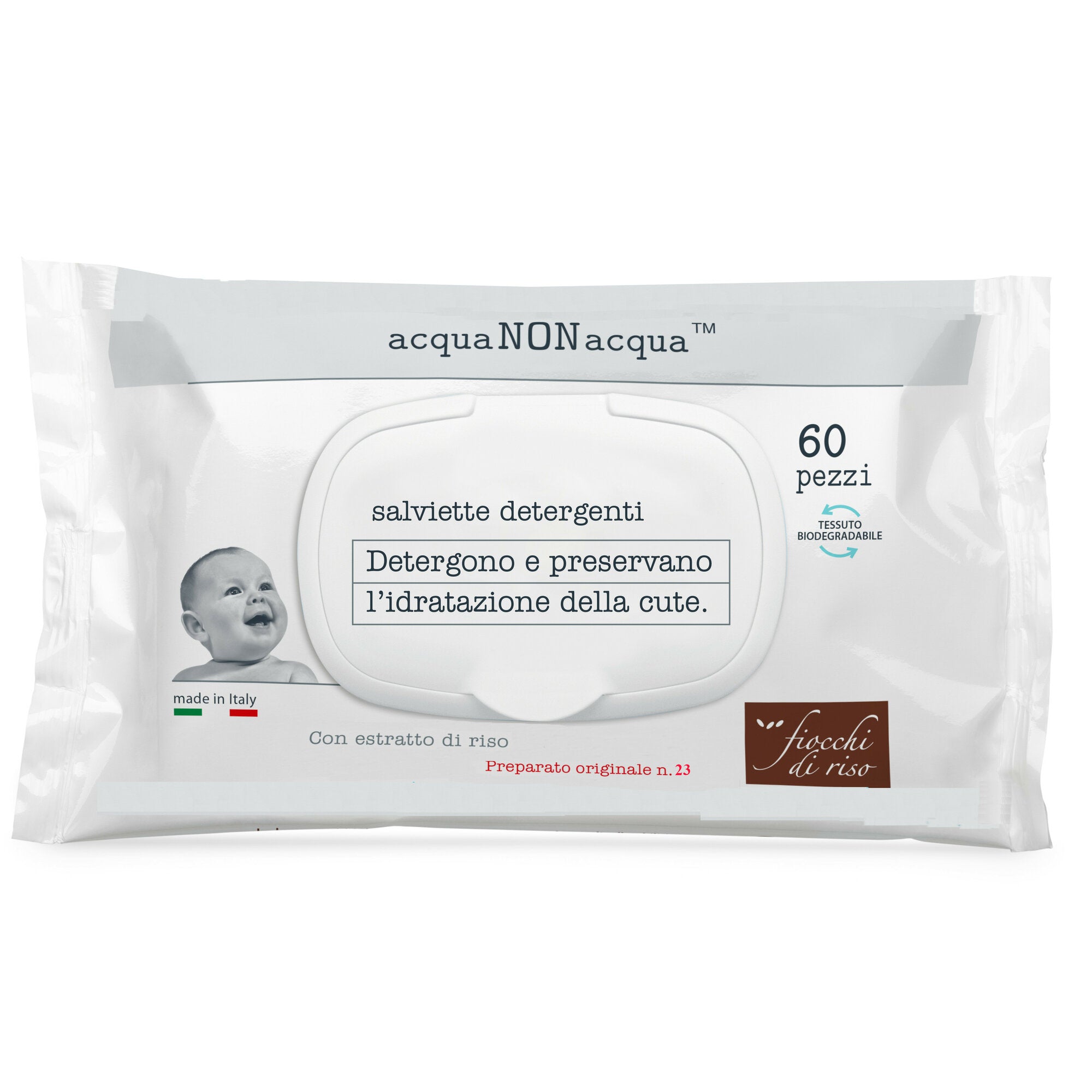 Fiocchi di Riso Acqua Non Acqua Salviette delicate senza profumo 60 pezzi-2