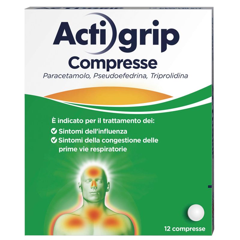 Actigrip 12 Compresse per Raffreddore Cefalea Mal di testa Febbre e Influenza-1