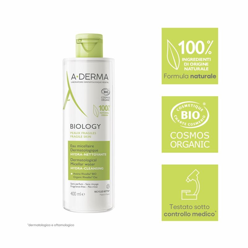 A-Derma BIOLOGY Acqua micellare dermatologica IDRA-DETERGENTE 400ml-1