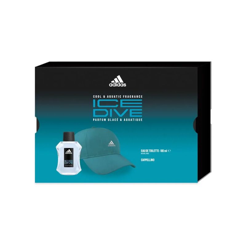 Adidas Cofanetto Ice Dive Edt 100ml + Cappello Uomo da Baseball Turchese-1