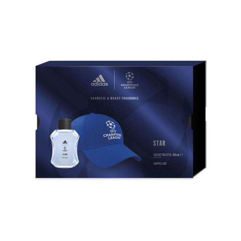 Adidas Cofanetto Uefa Star Edition Edt 100ml + Cappello Uomo da Baseball Blu-1