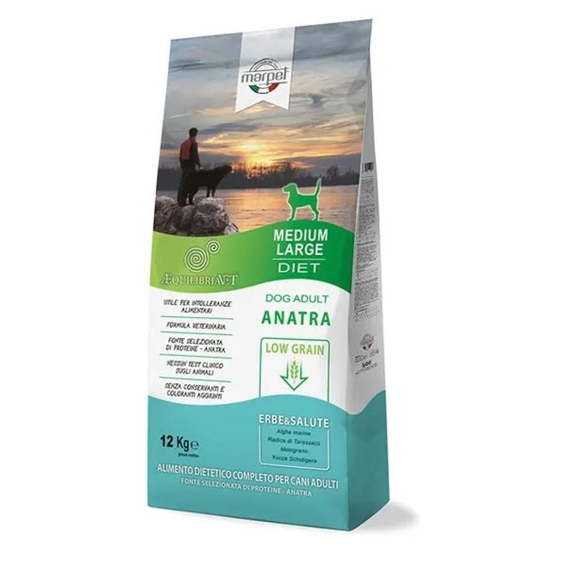 Marpet Aequilibriavet Low Grain Anatra Cibo Secco Per Cani Adulti Taglia Medium Large Sacco 12 Kg-1