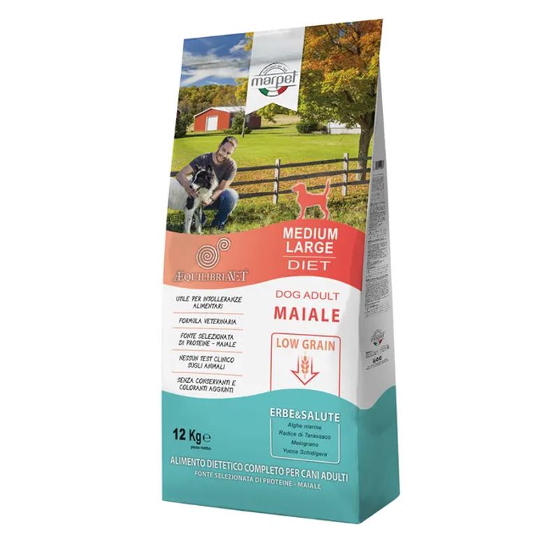 Marpet Aequilibriavet Low Grain Maiale Cibo Secco Per Cani Adulti Taglia Medium Large Sacco 12Kg-1
