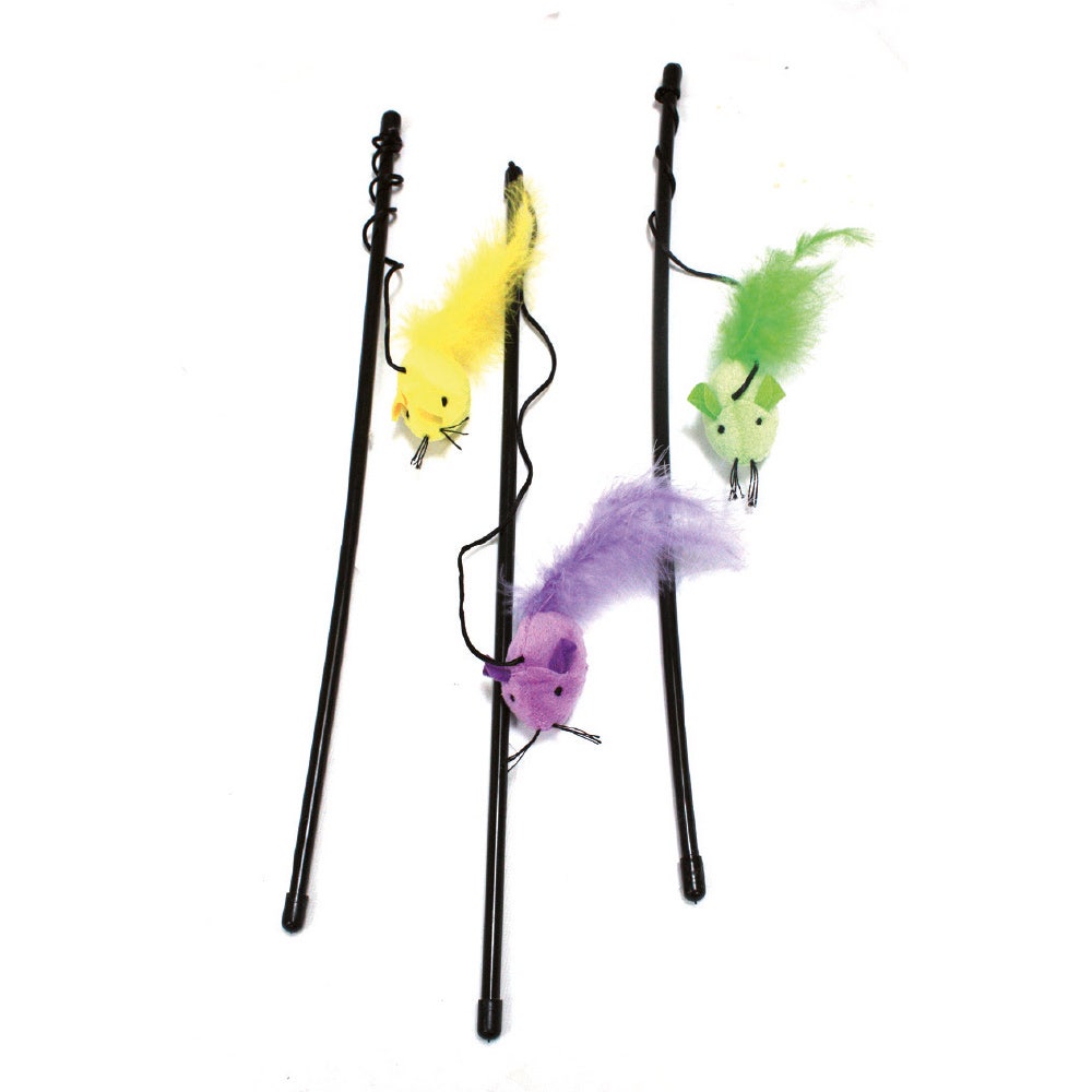 Croci Bacchetta Con Piuma E Topini Gioco Per Gatti 1 Pezzo Colore Assortito-1