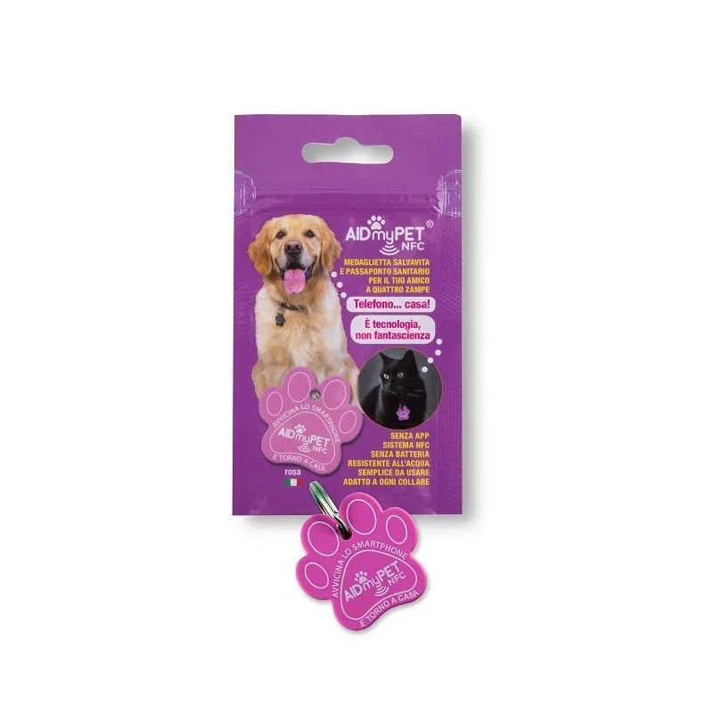 AidmyPet NFC medaglietta salvavita per cani e gatti 1 pezzo colore rosa-1