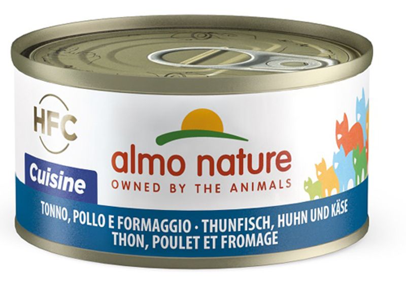 Almo Nature HFC Cuisine Cibo Umido Tonno E Formaggio Per Gatti Adulti Lattina 70g-1