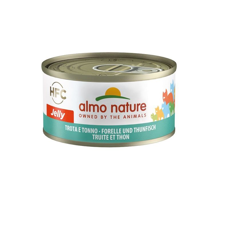 Almo Nature HFC Jelly Trota e Tonno alimento umido per gatti adulti 70g-1