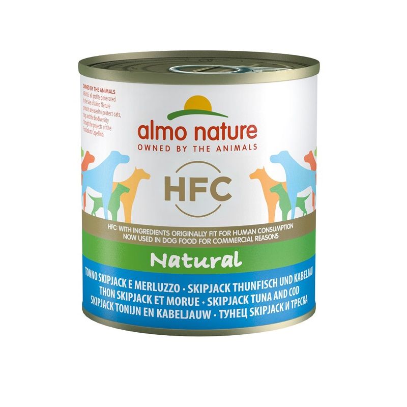 Almo Nature HFC Natural Tonno Skipjack e Merluzzo alimento umido per cani adulti 290g-1