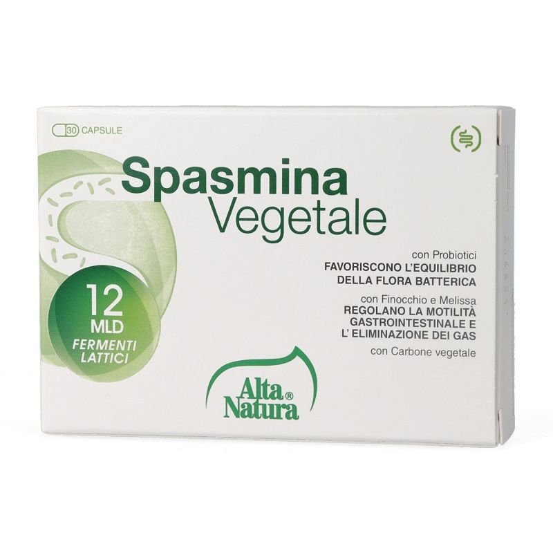 Alta Natura Spasmina Vegetale con probiotico favorisce la flora batterica 30 opercoli-1