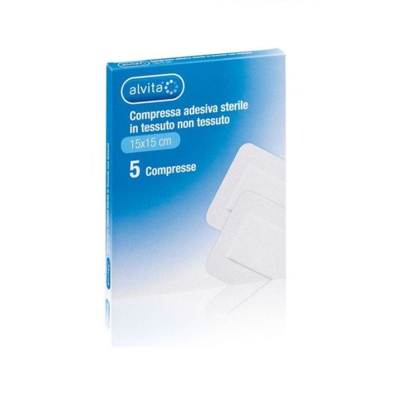 Alvita Garza Adesiva Sterile in TNT 15x15cm 5 pezzi-1