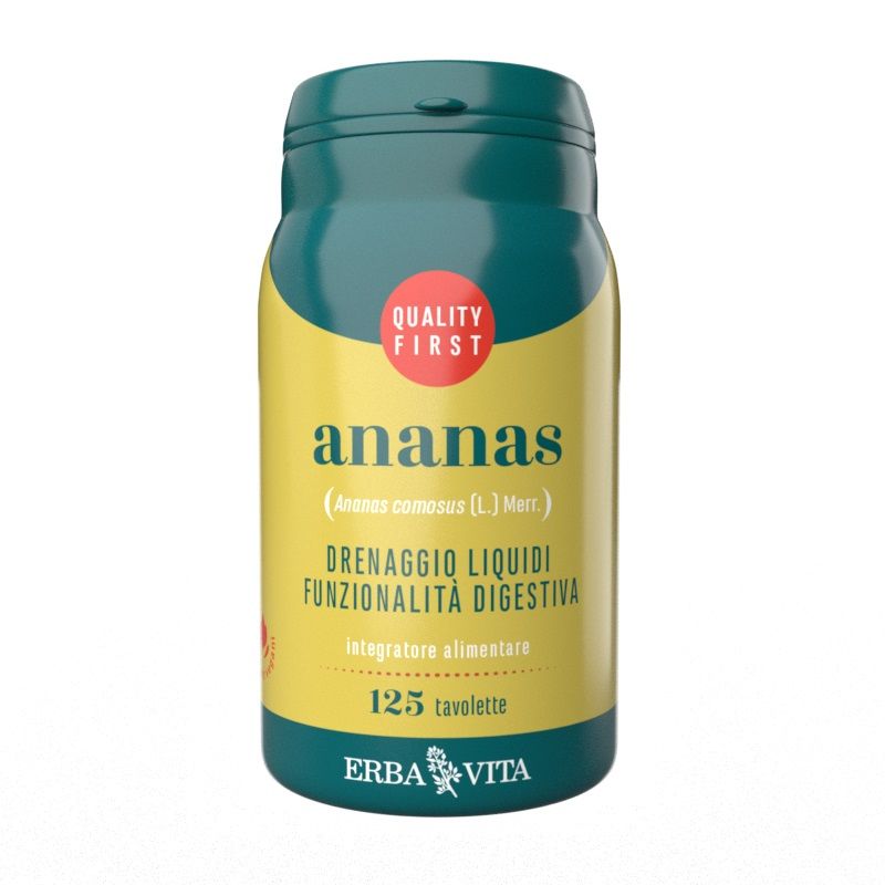 Erba Vita Ananas per il drenaggio dei liquidi corporei 125 tavolette-1
