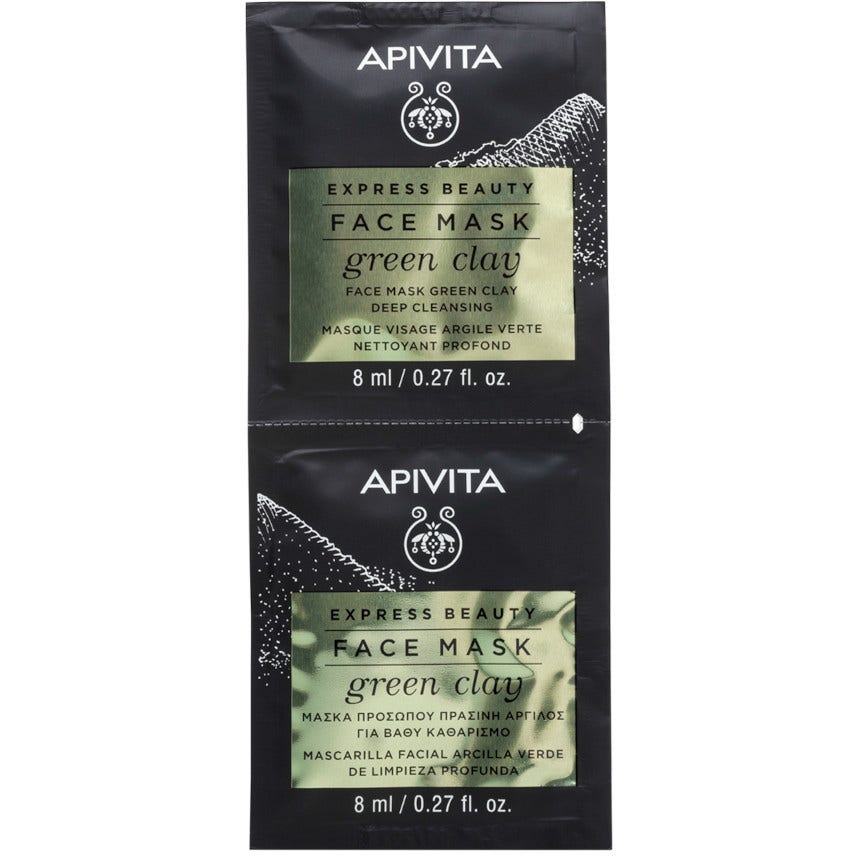 Apivita Express Beauty Maschera Viso Detergente Argilla Verde 2x8ml-1