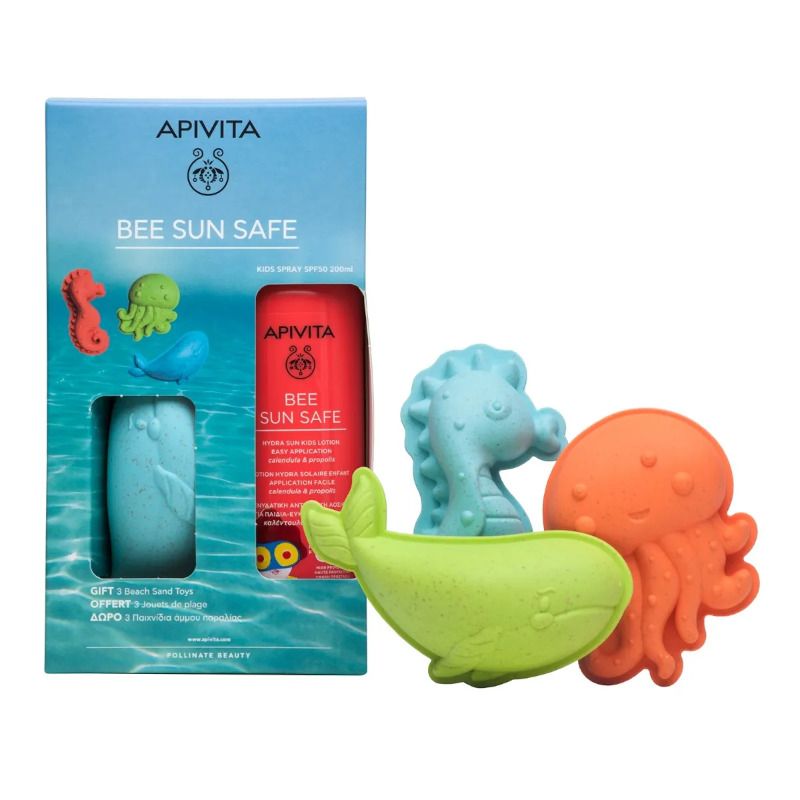 Apivita Bee Sun Safe Lozione Spray Hydra Sun Bambino SPF50 200ml + 3 Giocattoli Da Spiaggia-1