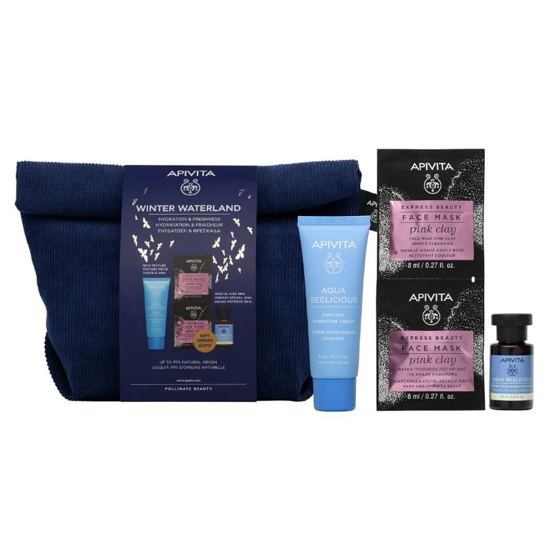 Apivita Cofanetto Aqua Beelicious Crema Comfort Idratante 40ml+Tonico Idratante 20ml+Maschera Argill-1