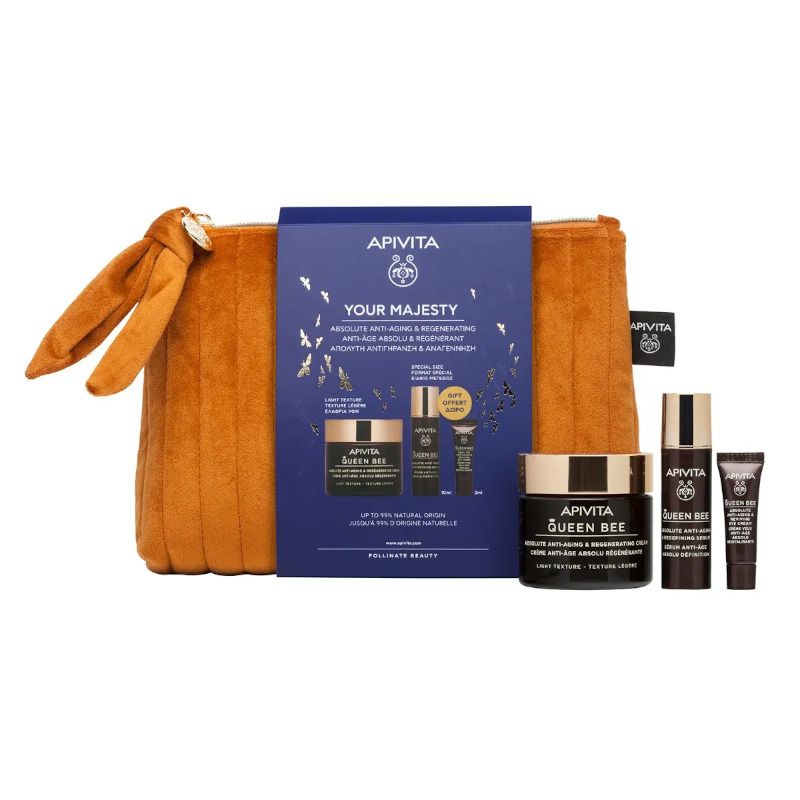 Apivita Cofanetto Queen Bee Crema Anti-età Assoluta Texture Leggera+Siero Anti-età Assoluto 10ml+Con-1