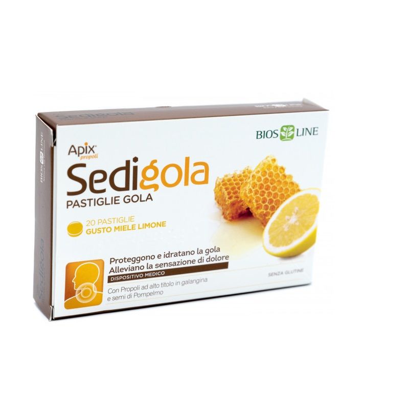 Biosline Apix Sedigola 20 pastiglie gola gusto miele limone-1